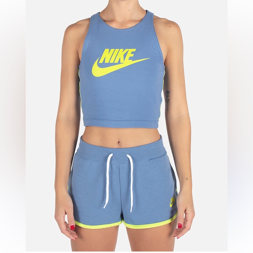 NIKE | Blue/lime cropped tank top